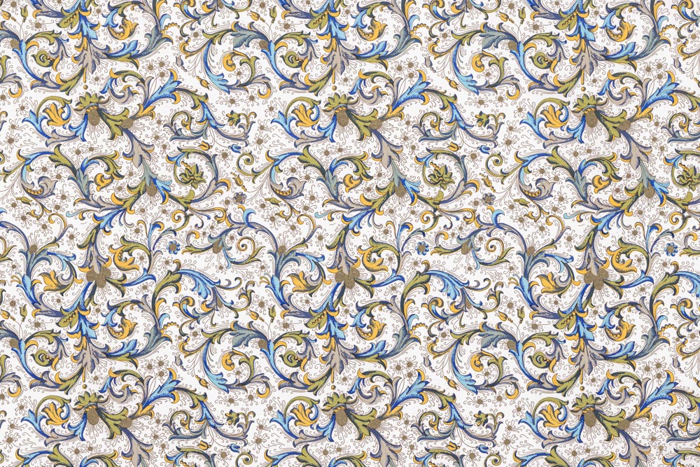 Florentiner-Antik-Blau-Geschenkpapier Florentiner antik blau - Geschenkpapier mit goldfarbenem Druck