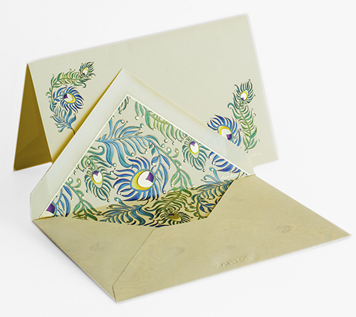 Briefkarten-Pfauenfedern