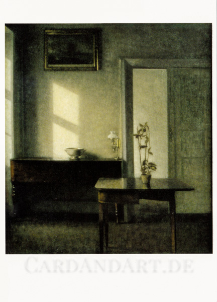 Hammershoi-Vilhelm-Interieur-mit-Topfpflanze-Postkarte