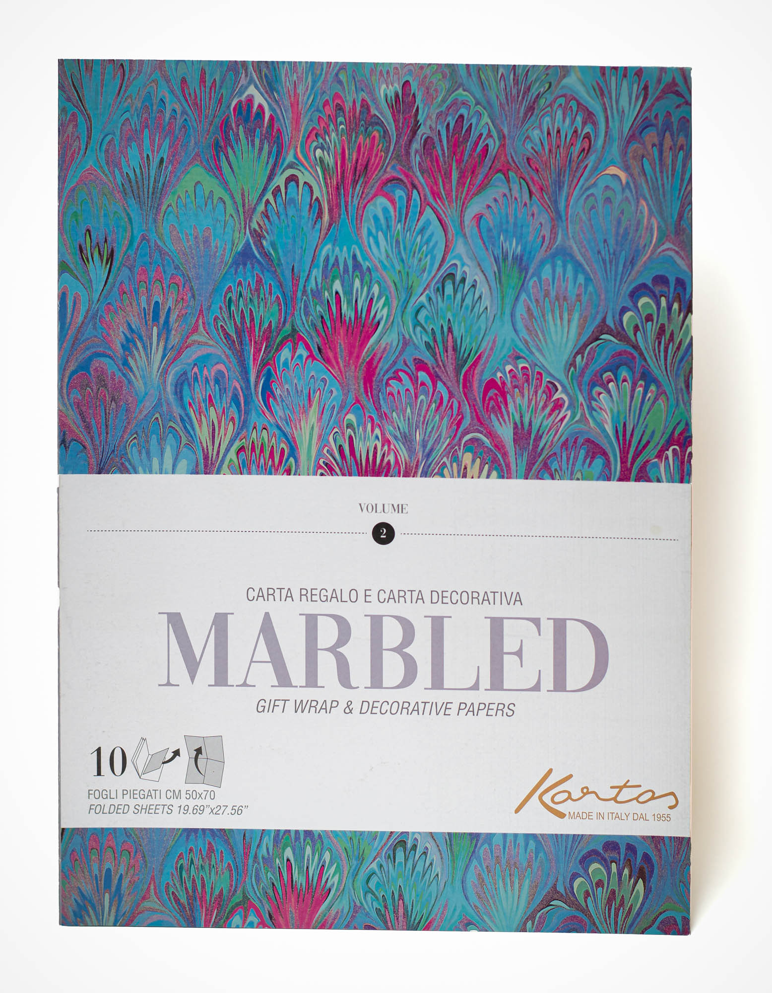 Marbled - Kartos Geschenkpapierbuch mit 10 Bögen Marmormotive