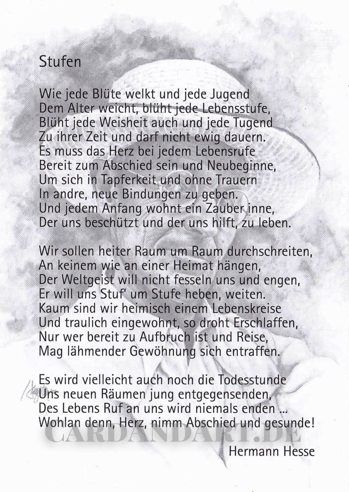 Hermann Hesse - Stufen -  Postkarte