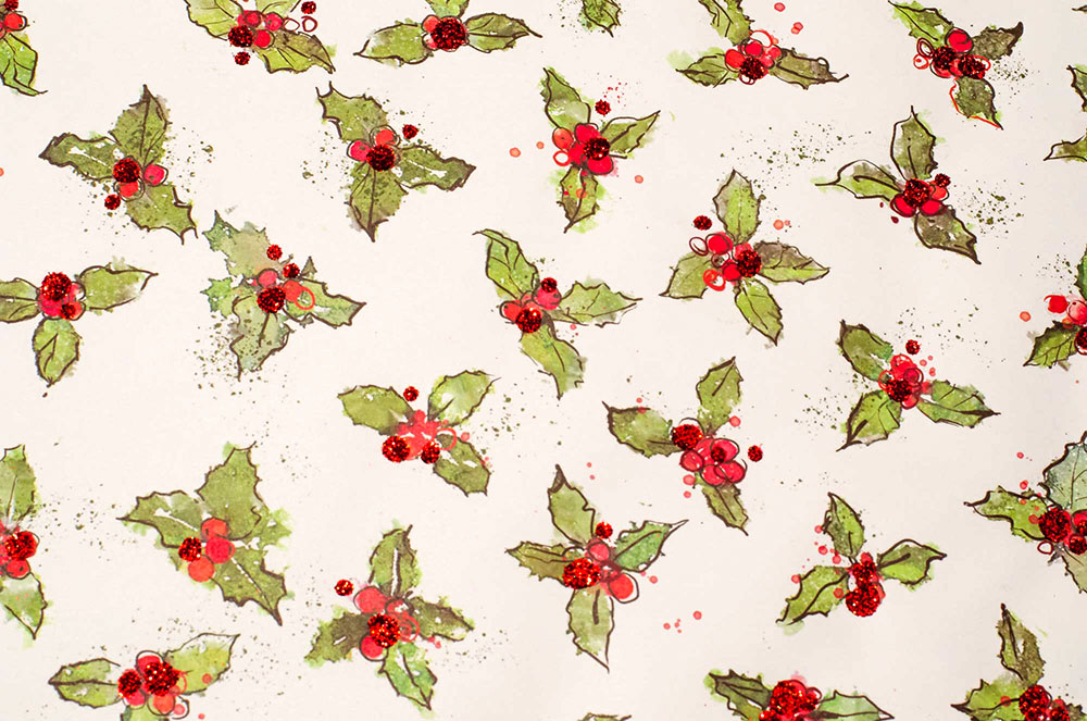 Holly-Geschenkpapier-Weihnachten