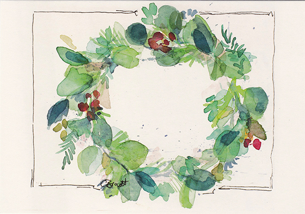 Brandt, Claudia: Weihnachtskranz  - Klappkarte
