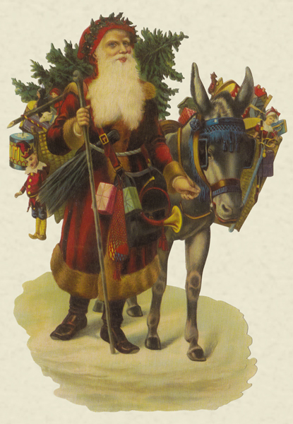 Weihnachtsmann mit Esel - Pop-up Karte zum Aufstellen