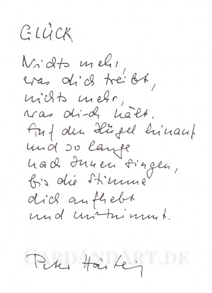 Peter Härtling: Glück - Postkarte