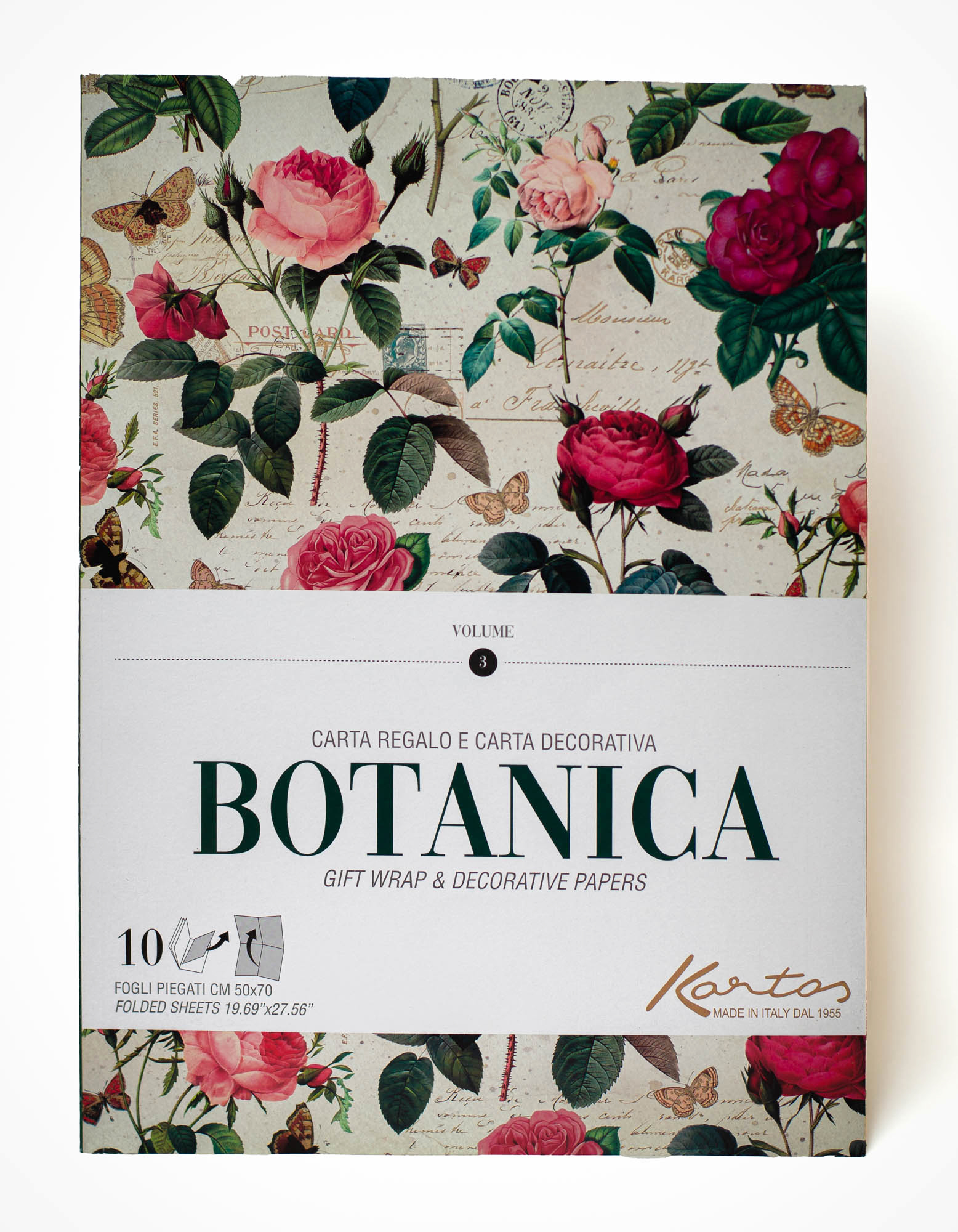 Botanica - Kartos Geschenkpapierbuch mit 10 Bögen Rosen Früchte Blumenmotive